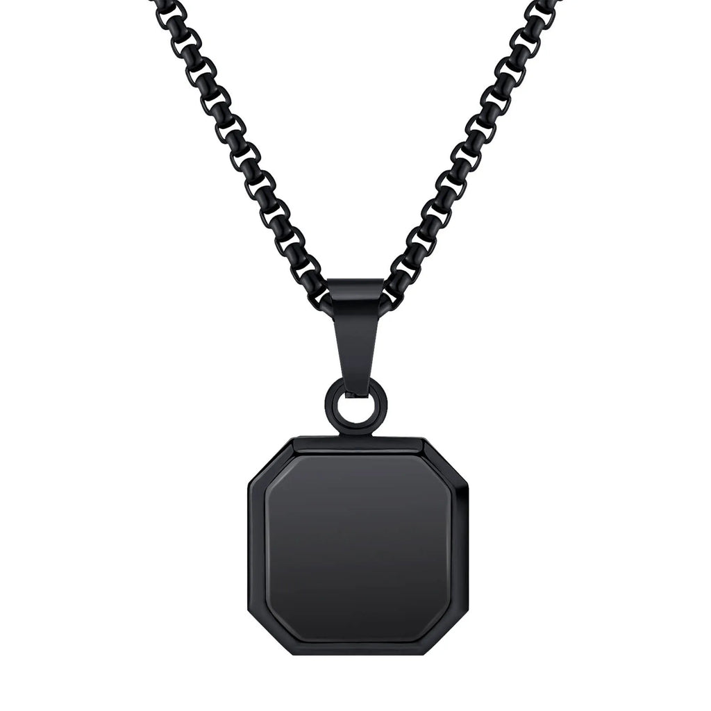 Natural Stone Geometric Pendant — Stainless