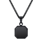 Natural Stone Geometric Pendant — Stainless