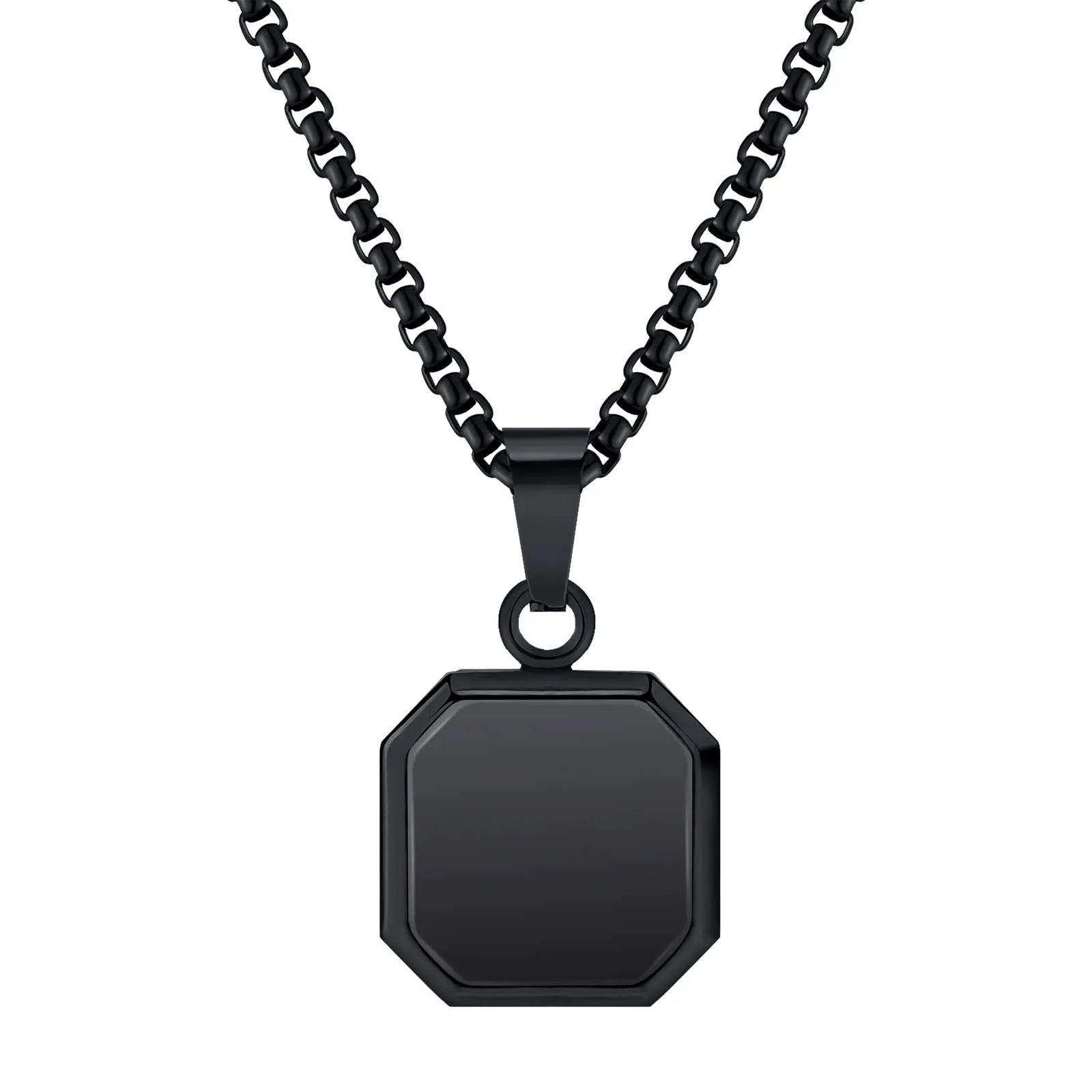 Natural Stone Geometric Pendant — Stainless