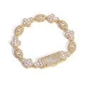 Two-Tone Cross Bracelet 18K Gold Silver CZ
