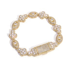 Two-Tone Cross Bracelet 18K Gold Silver CZ