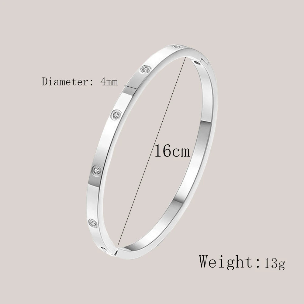 Iced Crystal Cuff Bangle Bracelet — Steel
