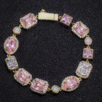 Two-Tone Iced Out Chain Necklace Opal Pink CZ