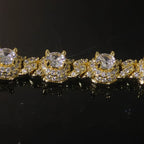 Gold Cuban Bracelet Iced Out 7.5MM Round Bead