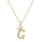Crown Initial Letter Pendant Necklace — Copper