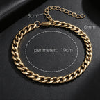 Width 6/8mm 316L Stainless Steel Men's Goth Y2K Cuban Style Fashion Bracelet America N Retro Steampunk Accessories