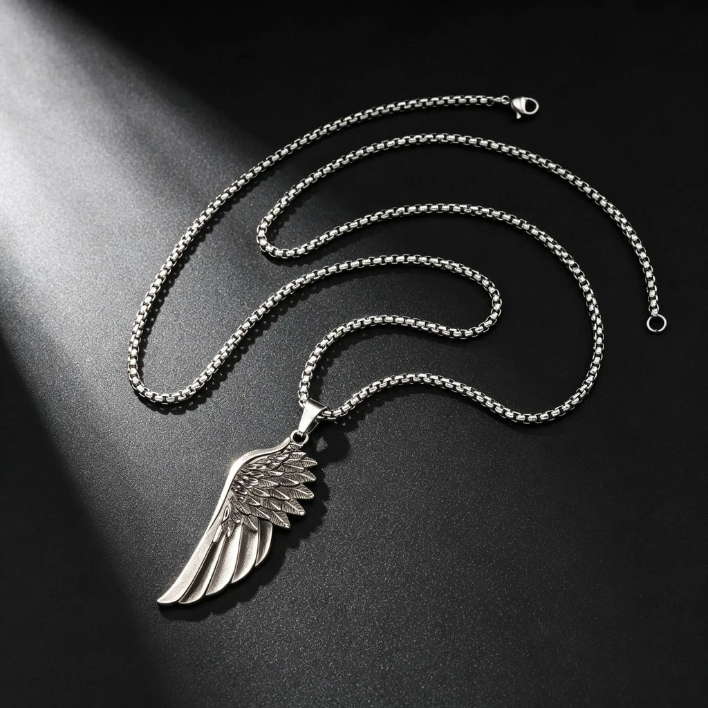 Retro Angel Wings Pendant Necklace — Stainless Steel