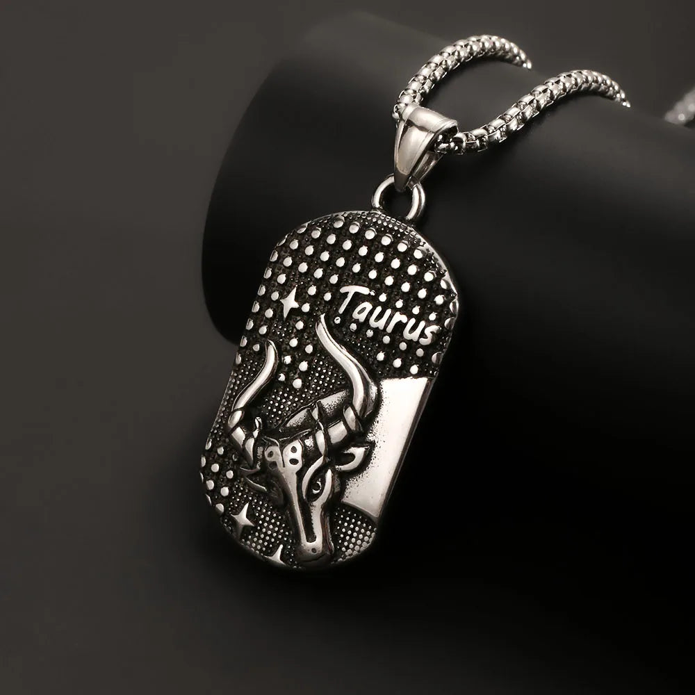 1PC Stainless Steel Scorpio Gemini 12 Zodiac Sign Necklace for Men  Leo Cancer Constellation Pendant Necklace Man Birthday Gift