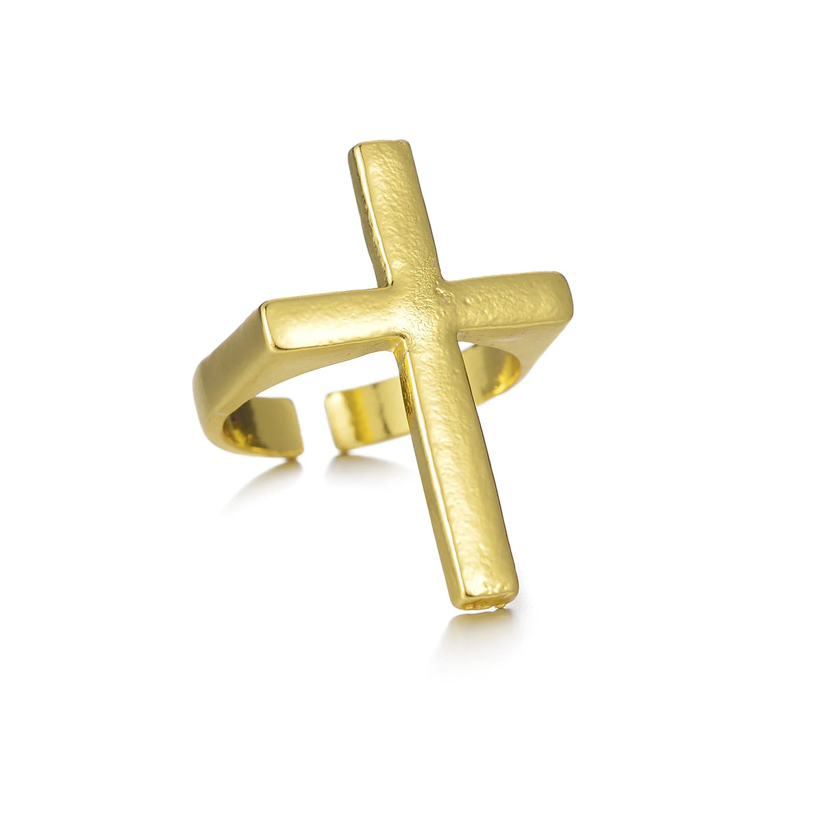 Vintage Goth Black Cross Open Ring for Men Women — Black-Tone