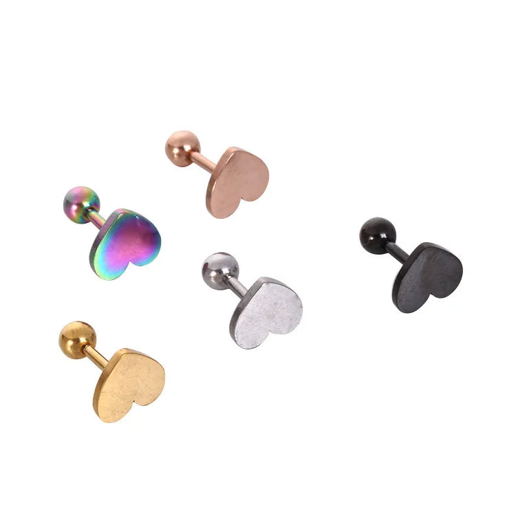 Stainless Steel Heart Stud Earrings