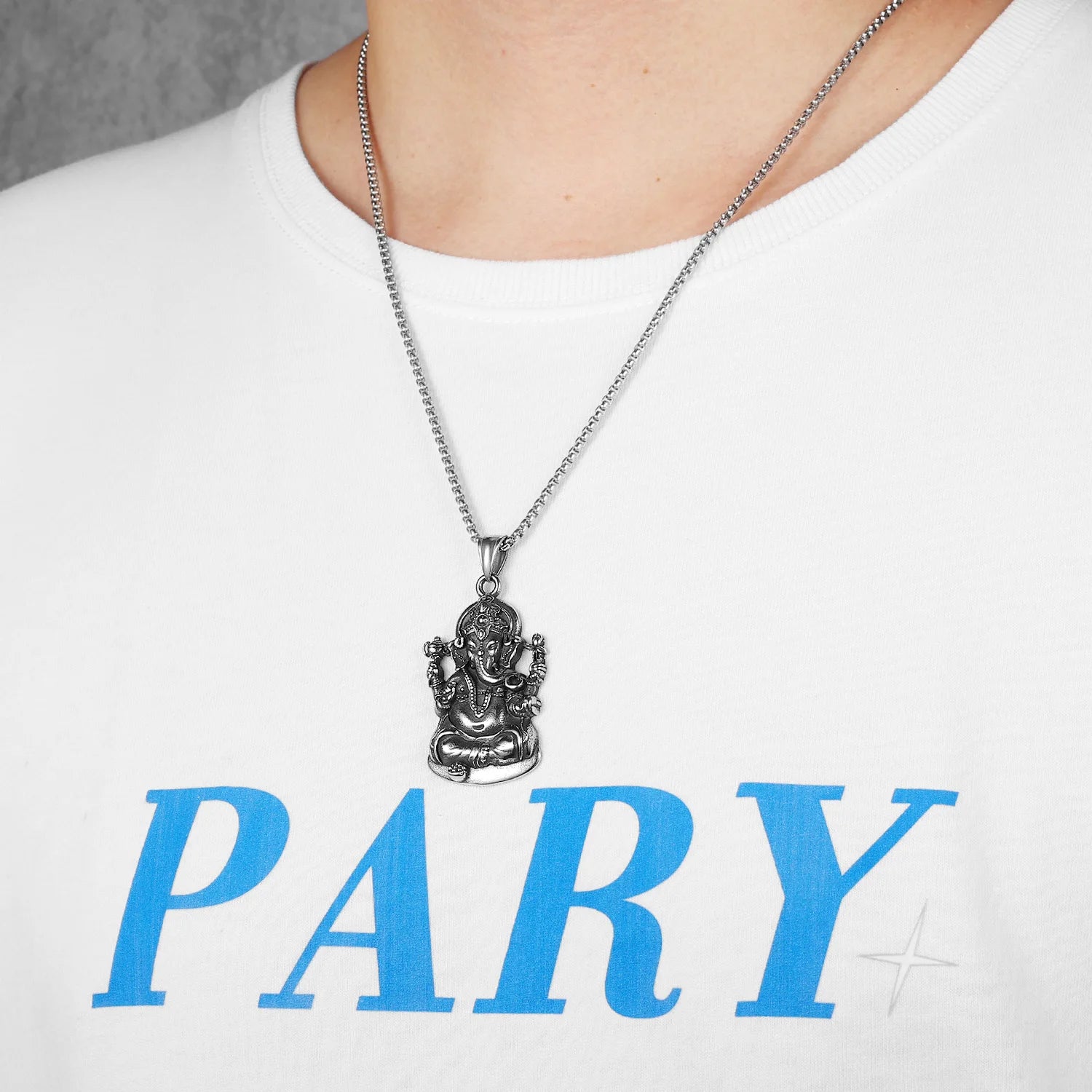 Ganesha Pendant Necklace — Stainless Steel