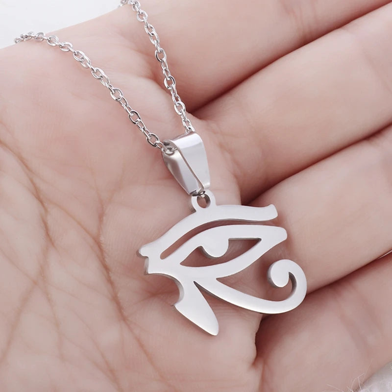 Shining Iced Out Ancient Egyptian God Eye of Horus Cross Pendant Necklace for Men and Women Hip Hop Trendy Amulet