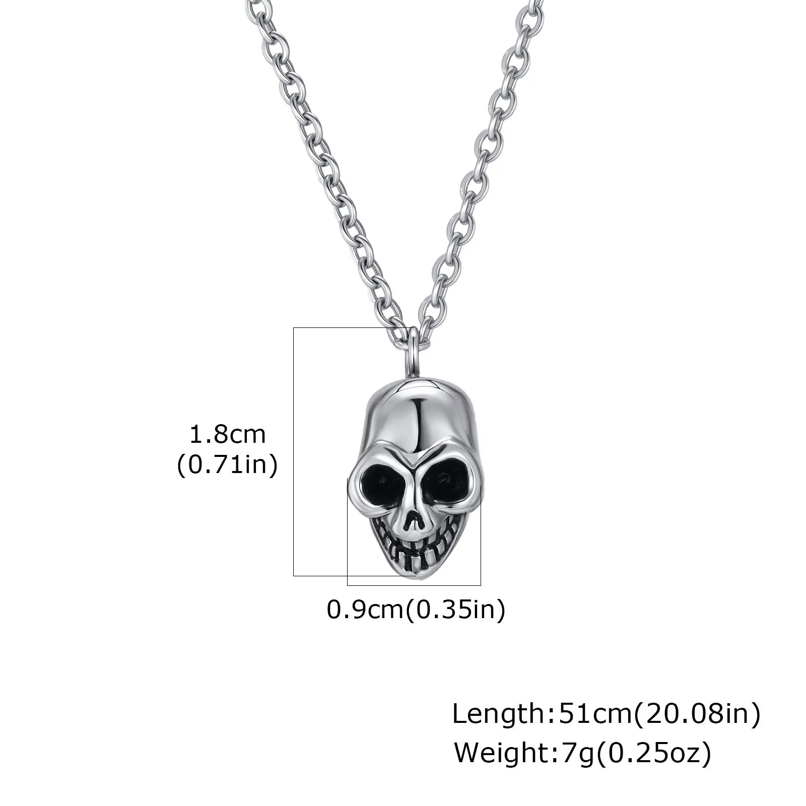 Retro Punk Stainless Steel Skull Necklace for Men,Rock Small Personality Pendant Necklace,Halloween Jewelry