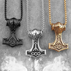 Stainless Steel Thor's Hammer Men Necklaces Pendants Chain Punk Trendy for Boyfriend Male Jewelry Creativity Gift