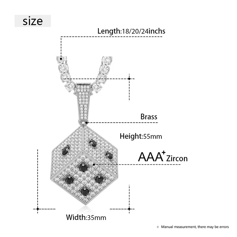 Trendy Round Zircon Copper Pendant Necklace for Men Fine Hip Hop Jewelry Pendant with Rope Chains