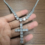UWIN Tennis Chain With Cross Full Iced Out CZ Cubic Zircon Fashion Luxurious Choker HipHop Jewelry