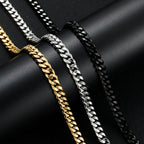 Width 8MM 316L Titanium Steel Golden Black Cuban Chain Necklace for Men Fashion Hip Hop Party Accessories Boyfriend Gift
