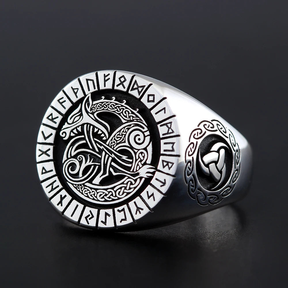 Viking Dragon Rune Ring — 925 Silver