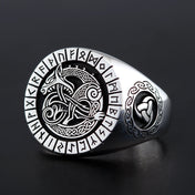 Ancient Viking Dragon Rune Totem Ring — Silver-Tone