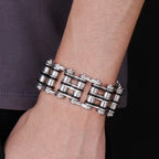Stainless Steel Rock And Roll Rap Jewelry 24MM Width Motorcycle Chain Man Bracelet Hand Chain Accessories Wristband