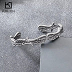 Vintage Open Cuff Bracelet for Men Feather Wing Celtic Knot Pattern Bangle Adjustable Jewelry Trendy Daily Gift