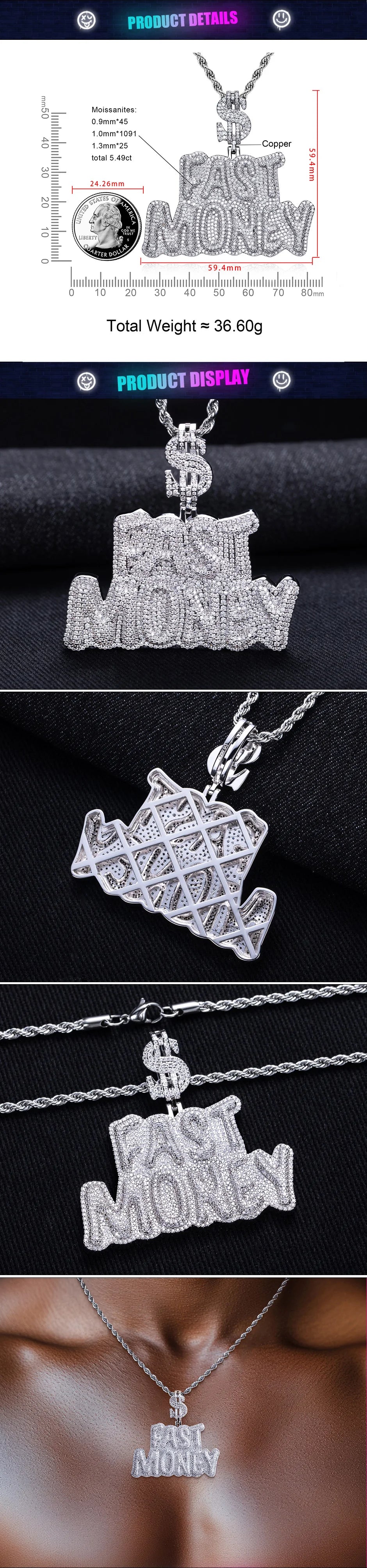 Iced Out Letter Pendant — 14K Gold