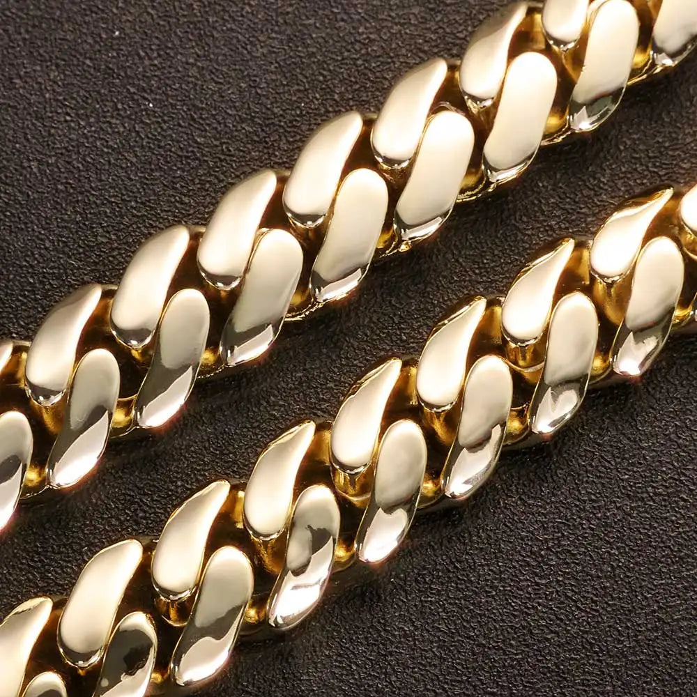 Gold Cuban Bracelet 20MM Monaco Smooth Lock
