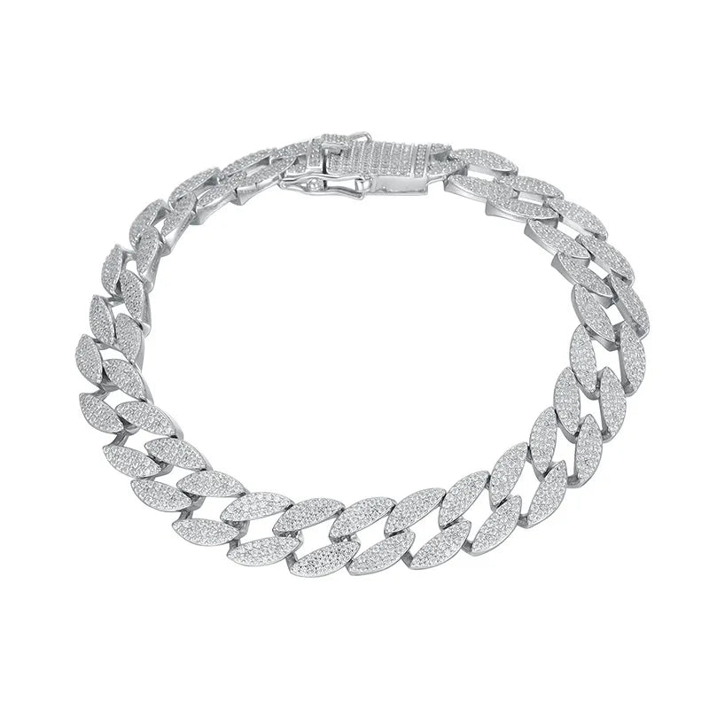 Luxury Solid Platinum PT950 Cuban Bracelet Men's Diamonds Men's Bracelet