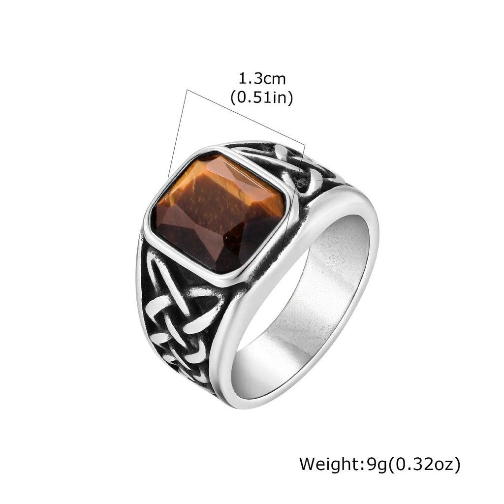 Viking Knot Natural Stone Signet Ring