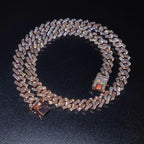 13mm Rhinestone Iced Out Square Miami Cuban Link Chain Necklaces For Men Women Rose Gold Silver Color Hip Hop Jewelry Neck Gift