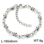 Kalen Vintage Stainless Steel Twisted Barbed Wire & Wrapped Cuban Bracelet Men‘s Adjustable Gothic Punk Women’s Wrist