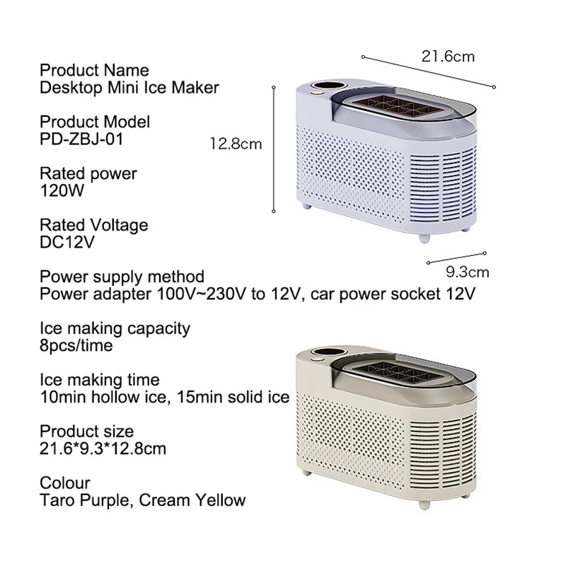 110V/220V Portable Small Ice Maker Mini Home Dormitory Office Camping 12V Car Cube Ice Automatic Ice Making Box Ice