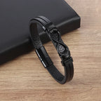 Vintage Punk Hand Woven Three Layer Leather Black Beaded Bracelet Magnetic Bracelet Clasp Men\\'s Charm Business Event Jewelry