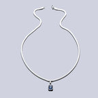 Blue Crystals Geometric Pendants Snake Bone Chain Titanium Steel Men Personality High-end Versatile Necklaces Fashion Jewelry