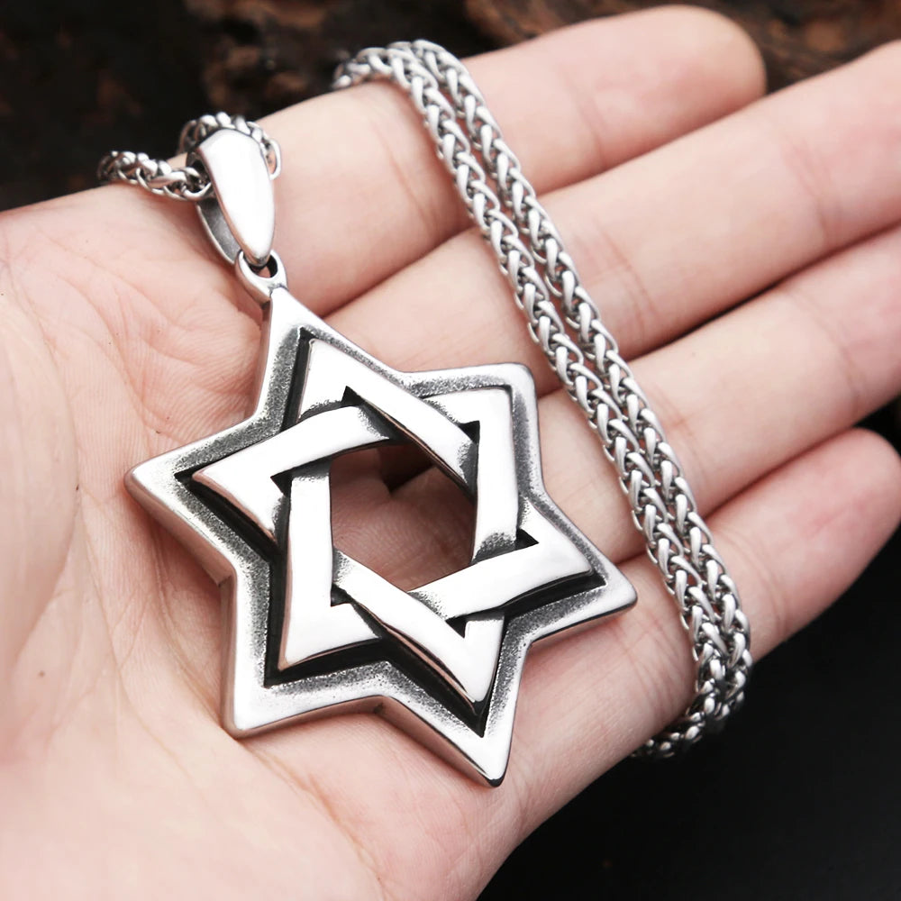 Star Steel Pendant Punk Vintage David Biker Six
