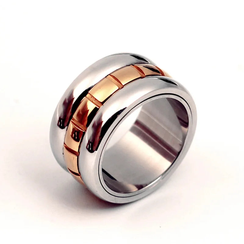 12mm Three Ring Turning Ring sliver Stainless Steel Ring Wings Of Liberty Flag Finger Rings For Men Women Jewelry Anime Fans