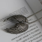 Angel Wing Pendant Necklace Silver Stainless Steel