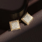 TrendMen Hiphop Rock Square Cubic Copper Zirconia Stud Earrings For Men Boy Gold Color Metal Crystal Earring Party Ear