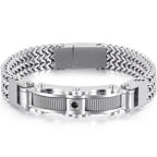 Stainless Steel Bracelet for Men 12MM Width Square Franco Link Chain Men's Bracelets With CZ & Magnet Clasp Gold Color