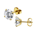 1 Pair 3-8mm Classic Round/Flat Back Screw Stud Earrings for Women/Men Stainless Steel  Shiny Zircon Crystal Piercing Jewelry
