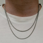 Vnox 3mm/5mm Cuban Chain Necklace for Men,Twisted Rope Links Collar,Stacked Stainless Steel Simple Basic Classic Unisex Necklace