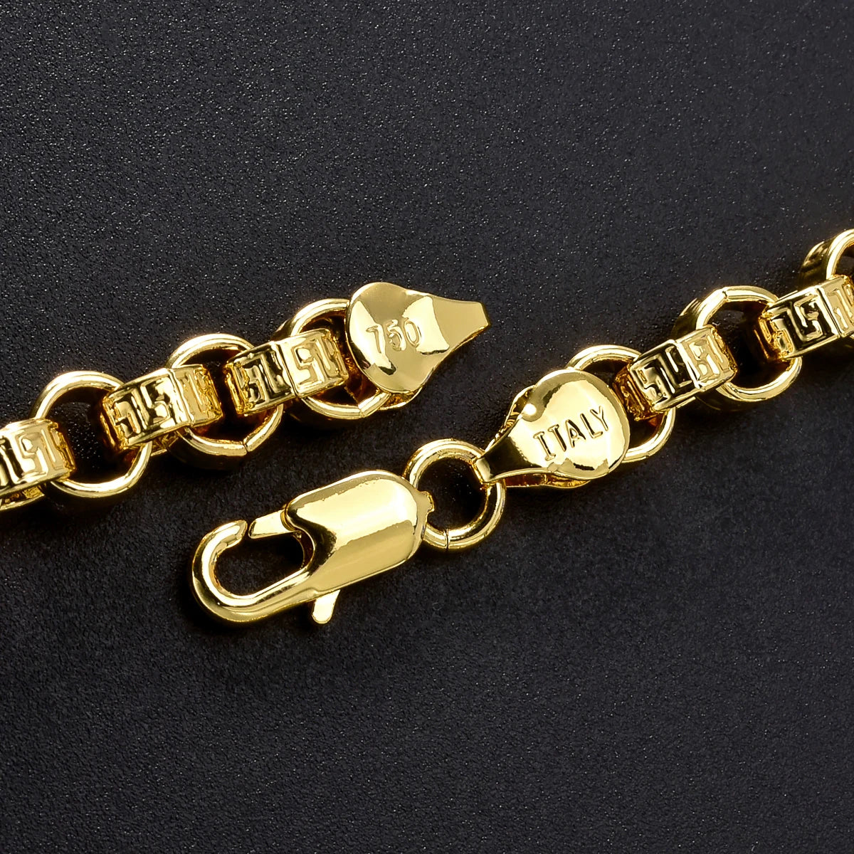 Men Byzantine Box Link Bracelet 750 Italy Stamp Unisex Bangle Hip Hop Vintage Metal Wrist Jewelry Accessories Daily