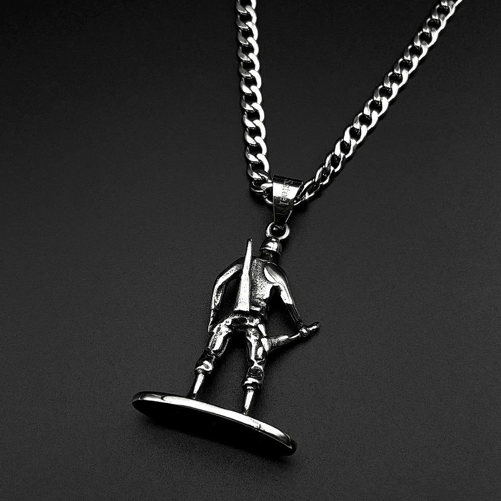 Vintage Military Army Standing Soldier Pendant Necklace for Women Men 316L Stainless Steel Punk Chain Silver Color