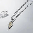 Stainless Steel Lightning Bolt Pendant Necklace Hip-Hop Style Fashionable Jewelry for Women and Men Gift Idea
