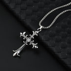 Gothic Style Retro Rhinestone Cross Stainless Steel Pendant ins Hip-Hop Men's Fashion Personality Versatile Necklace