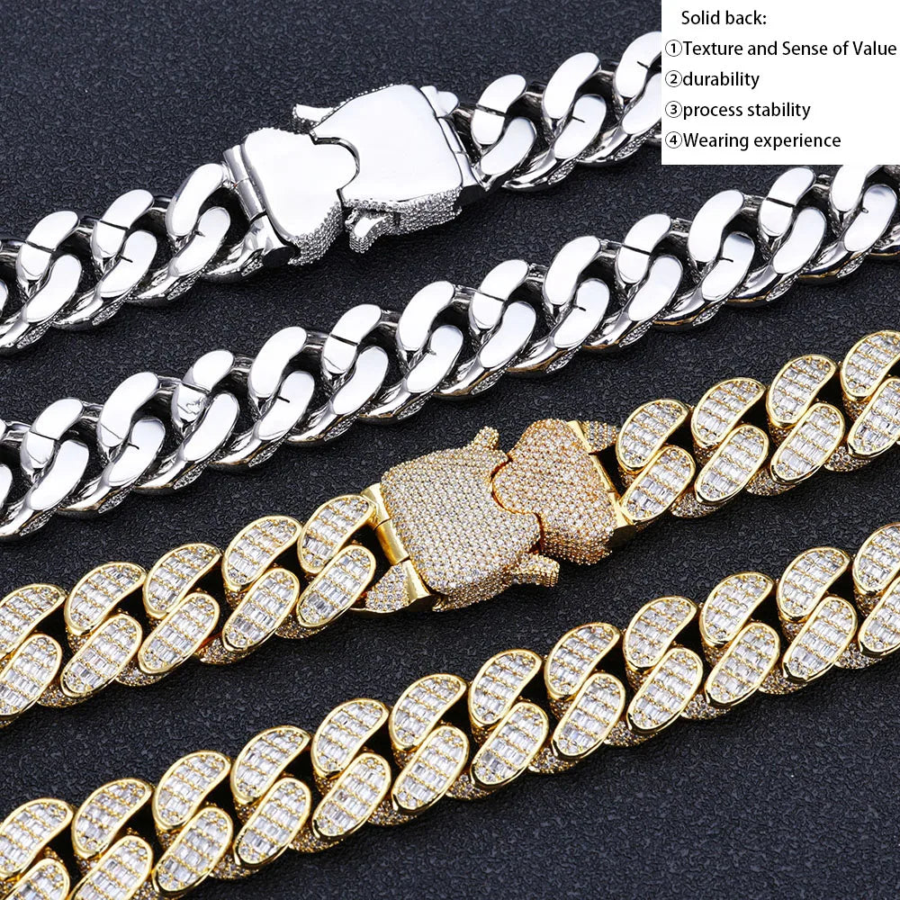 Iced Out Cuban Necklace Stainless Steel 18MM