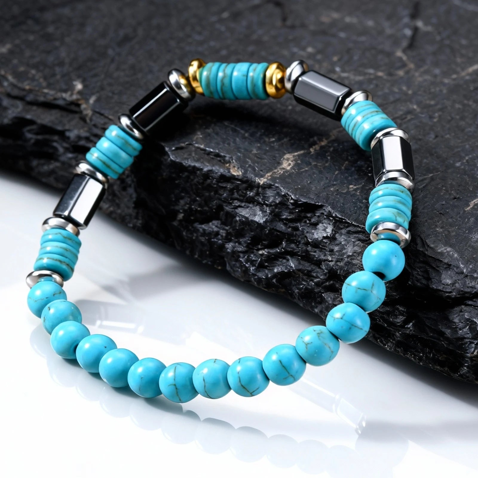 Blue Stone Beaded Bracelet
