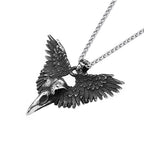 Vintage Punk Raven Skull Pendant Black Stainless Steel Wing Necklace Men Biker Unique Animal Amulet Jewelry Gifts