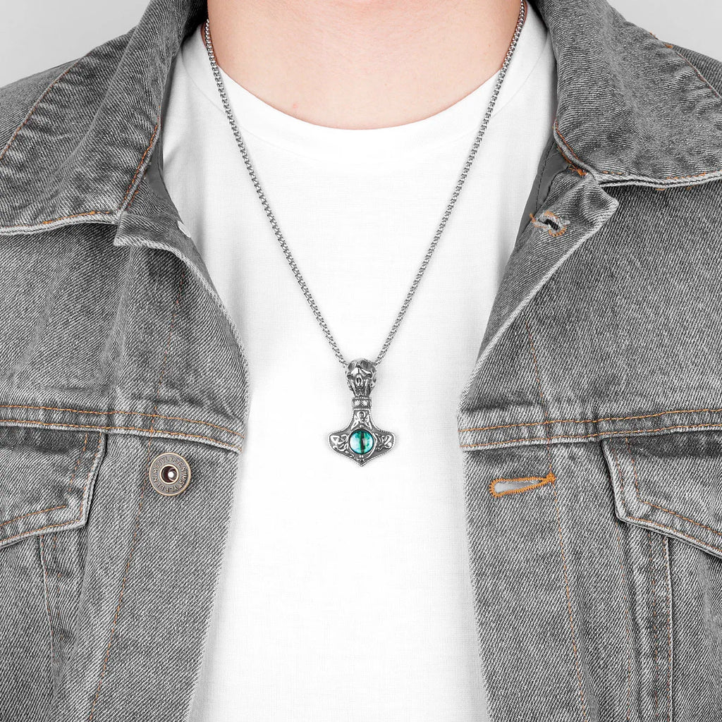 Evil Eye Skull Gothic Punk Men Necklaces Pendants Chain for Boyfriend Male Stainless Steel Jewelry Creativity Gift