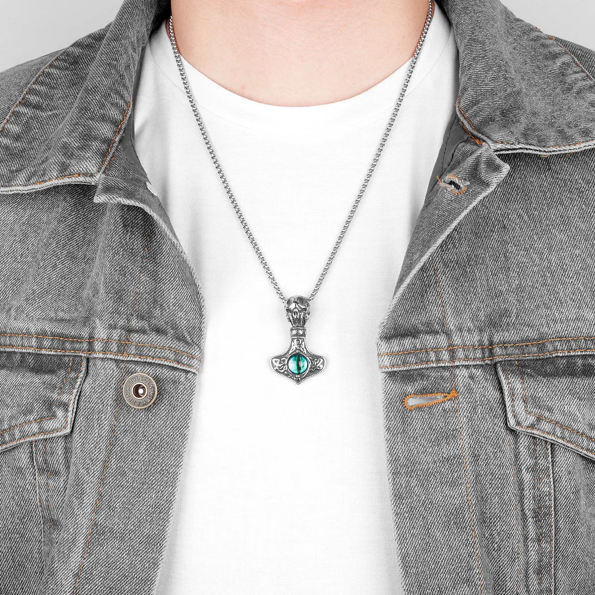 Evil Eye Skull Gothic Punk Men Necklaces Pendants Chain for Boyfriend Male Stainless Steel Jewelry Creativity Gift